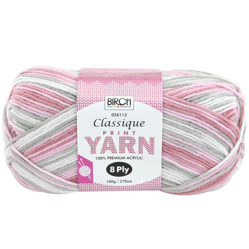 Birch Classique Yarn 100% Acrylic 100g Ball 8ply - Pink Nectar