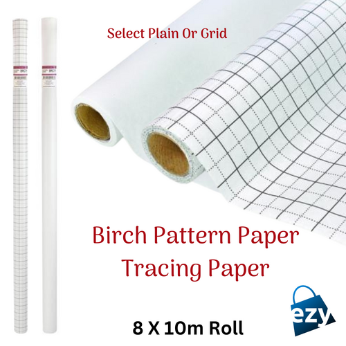 Birch Pattern Paper 80cm x 10m Roll, Pattern Tracing Paper, Select Plain or Grid