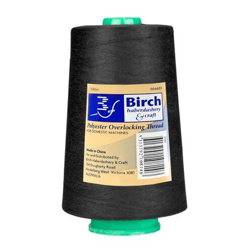 Birch Polyester Overlocking Thread 5000m Cone - Black