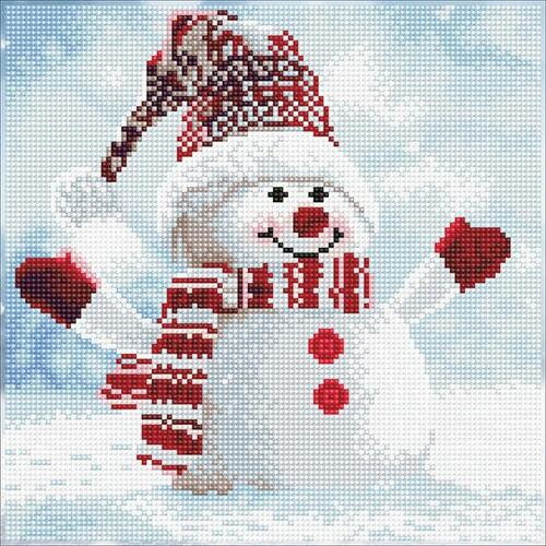 Diamond Dotz 5D Embroidery Facet Art Kit, Snowman 30 x 30 cm DA.51139 Fully Boxed Kit, Round Facets (dots)