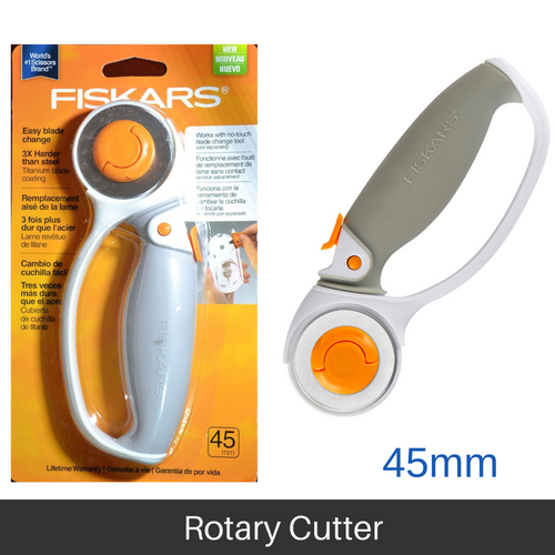 FISKARS 45mm Rotary Cutter With Soft Grip And Safety Blade Lock 057815 Craft & Sewing - Titanium Blade