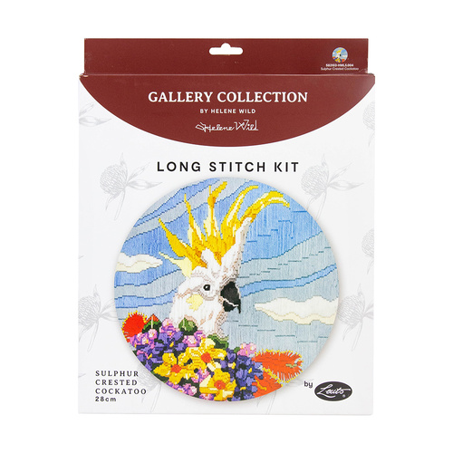 Long Stitch Kit Cockatoo Helene Wild 28cm Round Acrylic Yarn | 583103-HWLS.004