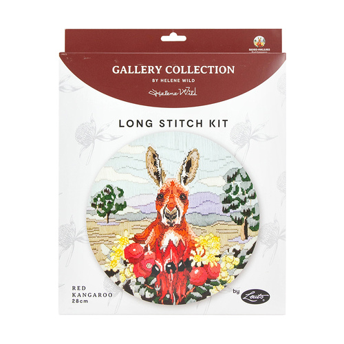 Long Stitch Kit Red Kangaroo Helene Wild 28cm Round Acrylic Yarn | 583103-HWLS.003