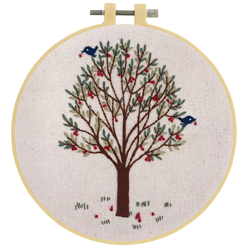 Make It Printed Embroidery Hand Stitching Kit 13.6 x 9.9cm - BIRDS IN TREE