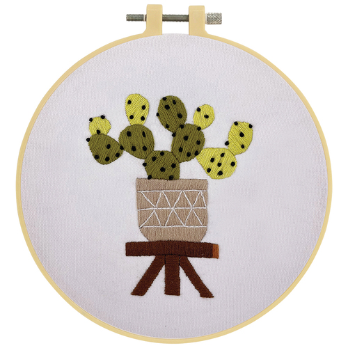 Make It Printed Embroidery Hand Stitching Kit 10 x 8.2cm - CACTUS POT