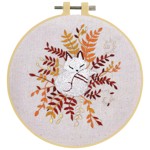 Make It Printed Embroidery Hand Stitching Kit 12.4 X 10.2CM - FLOWER FOX