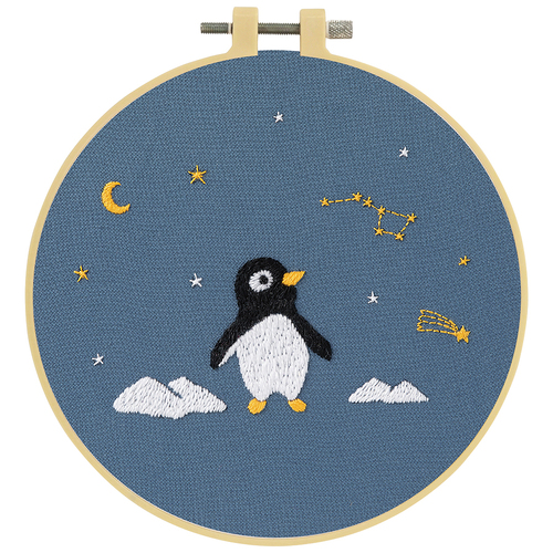 Make It Printed Embroidery Hand Stitching Kit 12.5 x 9.6cm - PENGUIN 