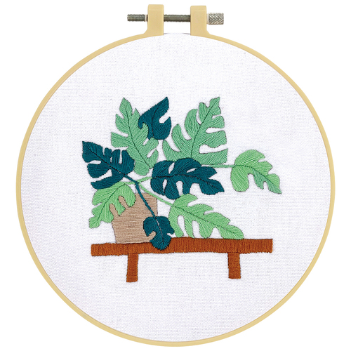 Make It Printed Embroidery Hand Stitching Kit 9.6 x 9.3cm - POT PLANT