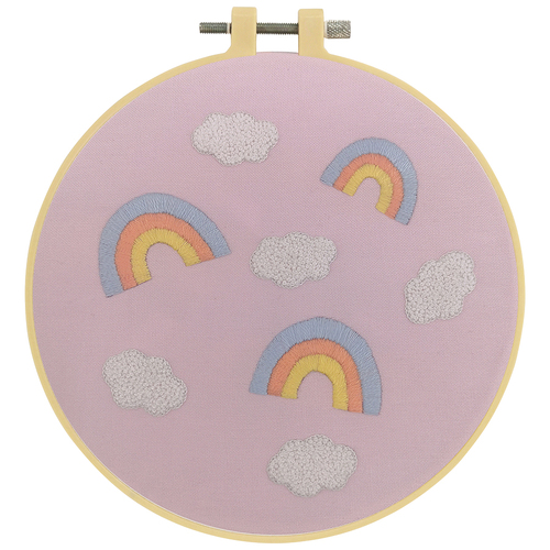 Make It Printed Embroidery Hand Stitching Kit 12.4 x 12.1cm - CLOUDS & RAINBOWS 