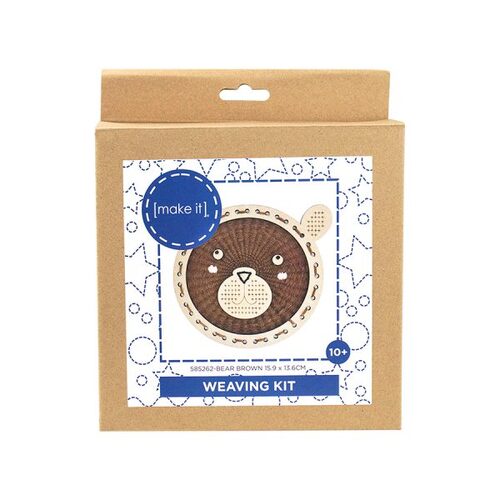 Make It Weaving Kit 15.9cm x 13.6cm, Kids Fun Arts & Crafts - Brown Bear