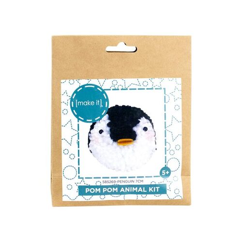Make It Pom Pom Animal Kit 7cm, Kids Fun Arts & Crafts - Penguin