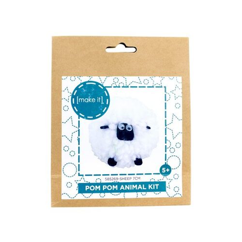 Make It Pom Pom Animal Kit 7cm, Kids Fun Arts & Crafts - Sheep