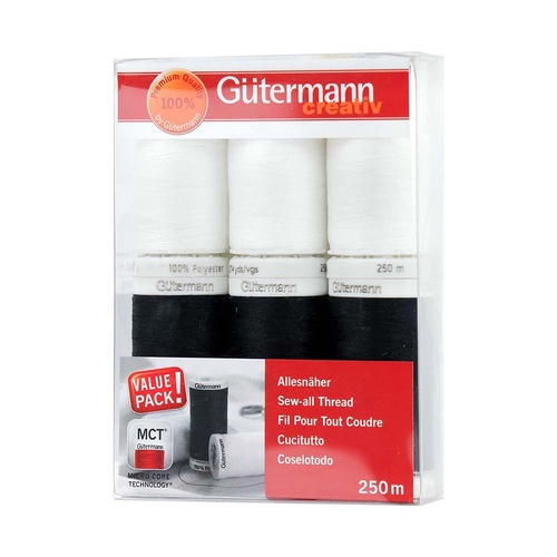 Gutermann Quilting Sewing Thread Set - 6 x 250m Reels - 734000 - COL 6