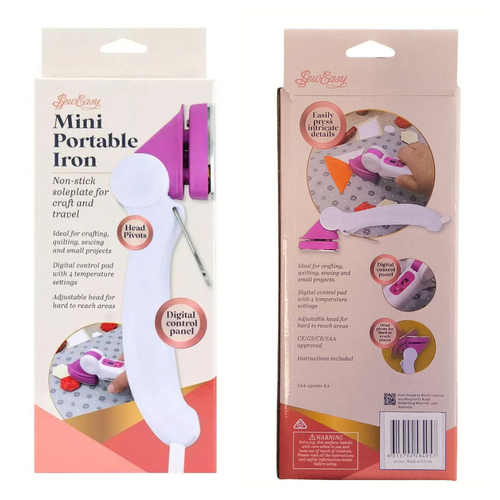Sew Easy Mini Dual Voltage Portable Iron Non Stick Soleplate Ideal for Craft & Travel - 171021