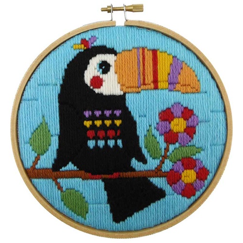 Make It Longstitch Kit 15cm x 15cm, Kids Fun Arts & Crafts 585203 - Toucan Design 