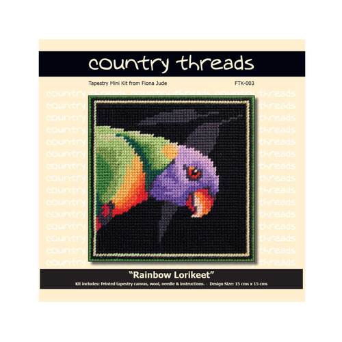 Country Threads Tapestry Mini Kit RAINBOW LORIKEET Design 15x15cm - FTK-003