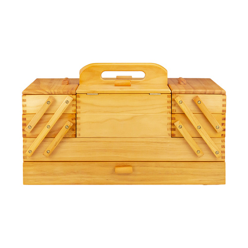 Milwards Gift Sewing Box/Cantilever/Pine Box 4 Tier Wood 23x45x27.4cm - GB9590