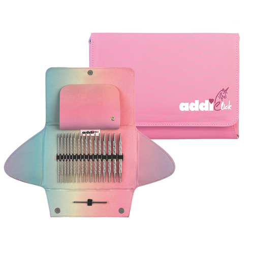 Addi Click Unicorn Circular Knitting Needles In Rainbow Coloured Storage Case - MA720.SET