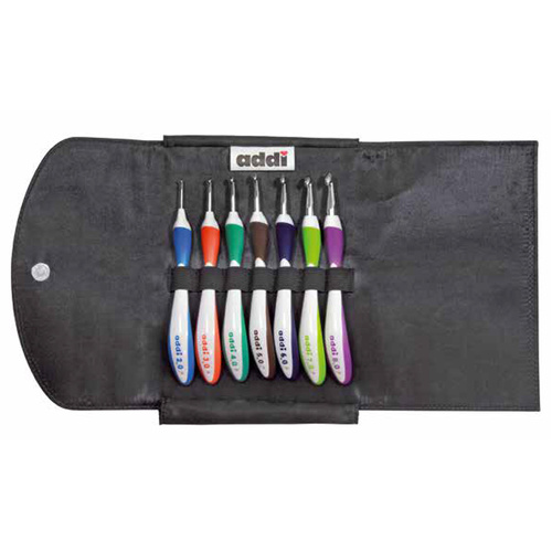 Addi AddiSwings Case Crochet Hooks Set Assorted Sizes 2-8mm Pouch 7 Piece Set in Case - MAA640.SET