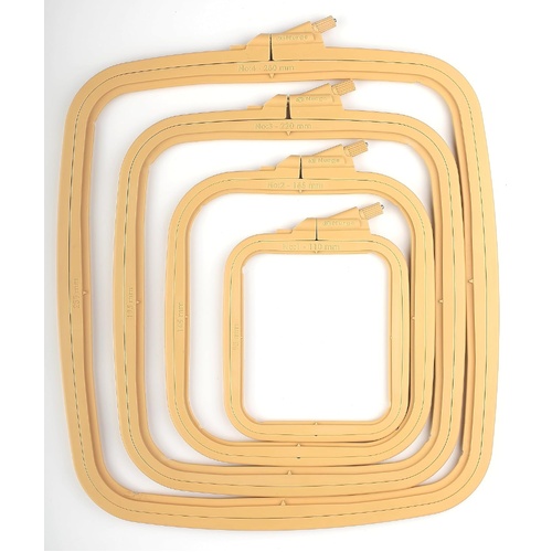 Nurge Beige Plastic Square Embroidery Hoops, Cross Stich Hoop, Punch Needle Hoop (4 Pcs Set)