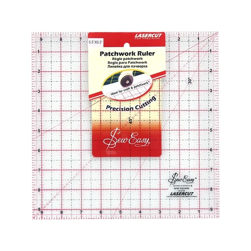 Sew Easy Ruler - Square Ruler 9.5"in/24cm x 9.5"in Imperial and Metric - NL4158
