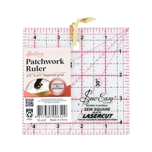 Sew Easy Patchwork Ruler - Square Ruler 4.5"in x 4.5"in Imperial Grid - NL4176