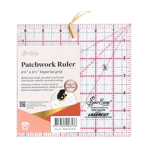 Sew Easy Patchwork Ruler - Square Ruler 6.5"in x 6.5"in Imperial Grid - NL4177