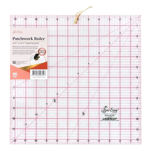 Sew Easy Patchwork Ruler - Square Ruler 12.5"in x 12.5"in Imperial Grid - NL41578
