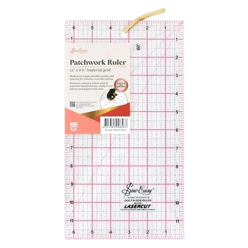 Sew Easy Patchwork Ruler - Designer Ruler 12"in x 6.5"in Imperial and Metric Quilting,Sewing - NL4180