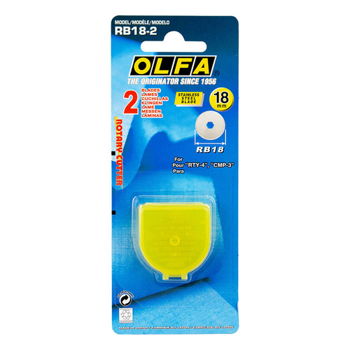 Olfa 18mm Rotary Cutter Replacement Blade Straight 2 Piece, RB18-2 - OL4128