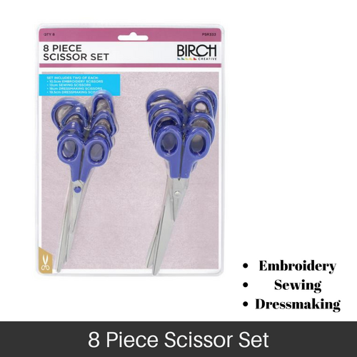BIRCH Scissor Set 8 Pairs Emboidery Sewing & Dressmaking Scissors - PSR333