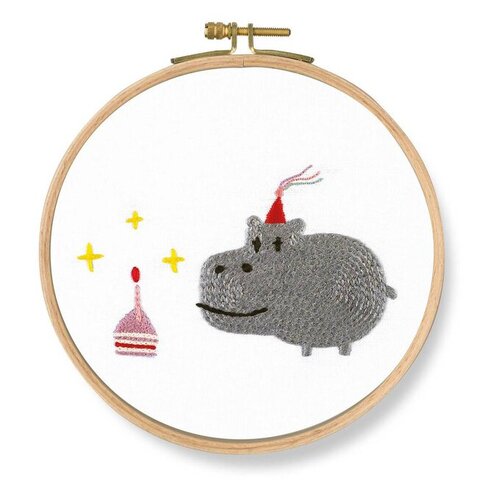 DMC Embroidery Kit Beginner/Intermediate - Birthday Hippo