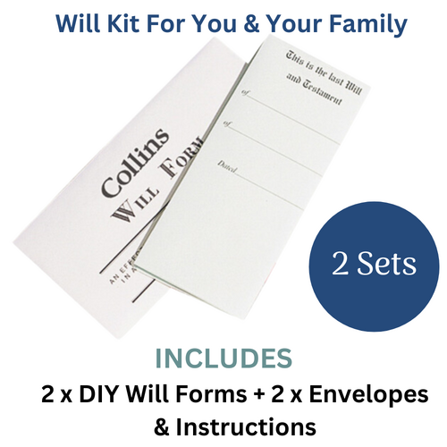 2 X DIY Will Forms KIT Collins Australian Will Pack Will Kit With Envelope & Instructions