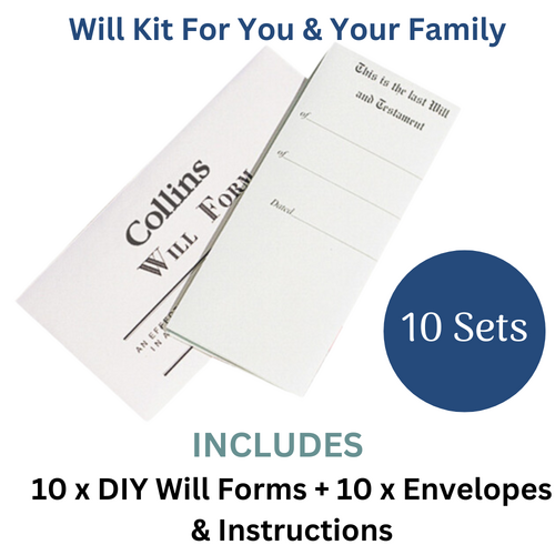 Collins Australian DIY Will Forms Will Pack With Envelope & Instructions - 10 Pack