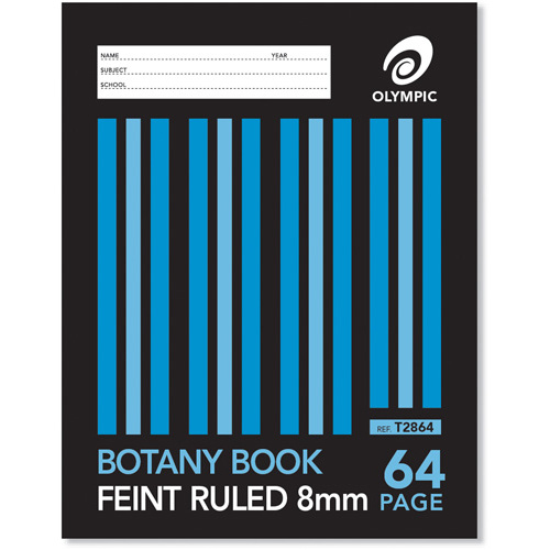 Olympic Botany Book 8mm Ruled 64 Pages - 20 Pack