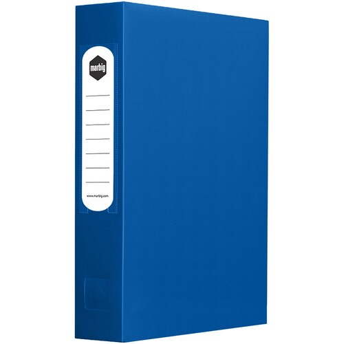 Marbig Box File A4 Polypropylene With Button 60mm Blue 10 Pack - 2009801