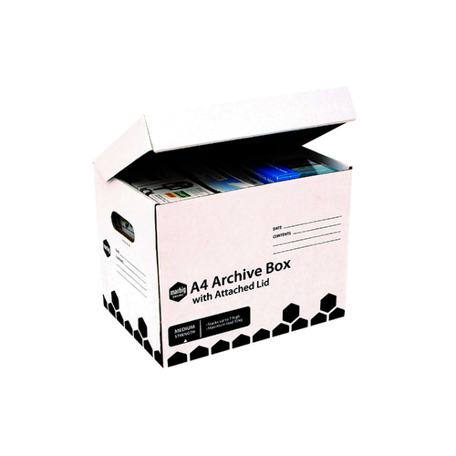 Marbig A4 Archive Box With Attached Lid 20 Pack - 80190