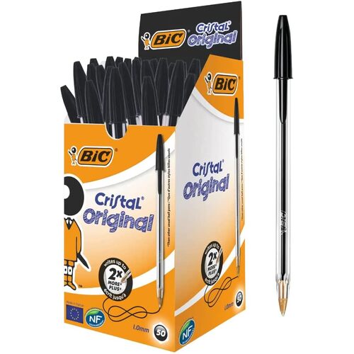 BIC Cristal Ballpoint Pen Medium 1.00mm BOX 50 - Black