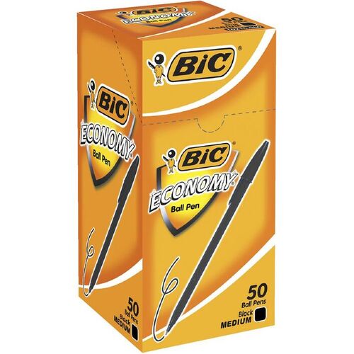 Bic Economy Medium Ballpoint Pen BLACK 812803 - 50 Pack