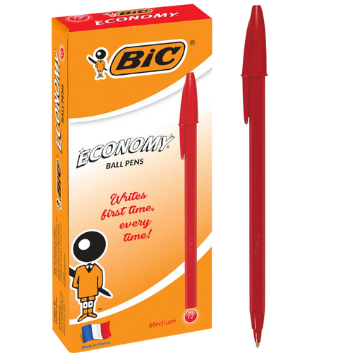 Bic Economy Medium Ballpoint Pen RED 952014 - 12 Pack