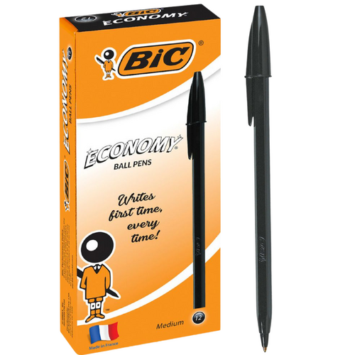 Bic Economy Medium Ballpoint Pen Black 952031 - 12 Pack