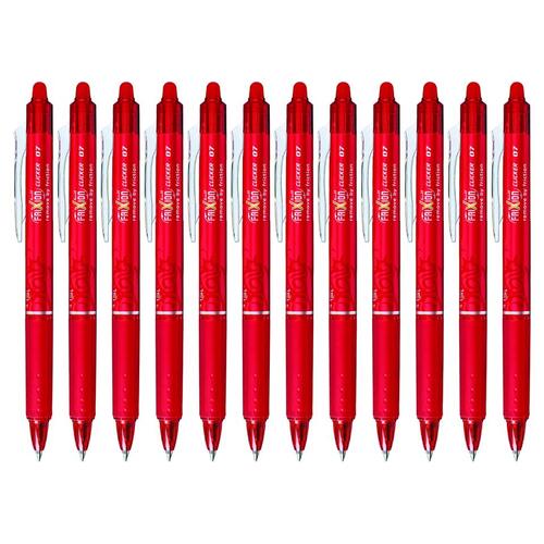 Pilot Frixion Clicker Erasable Gel Pen 0.7mm Red - 12 Pack