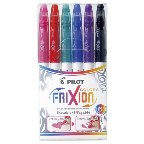 Pilot Frixion Felt Tip Erasable Marker Assorted Colours - 6 Pack