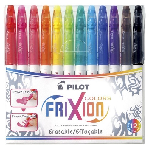 Pilot Frixion Felt Tip Erasable Marker Assorted Colours - 12 Pack