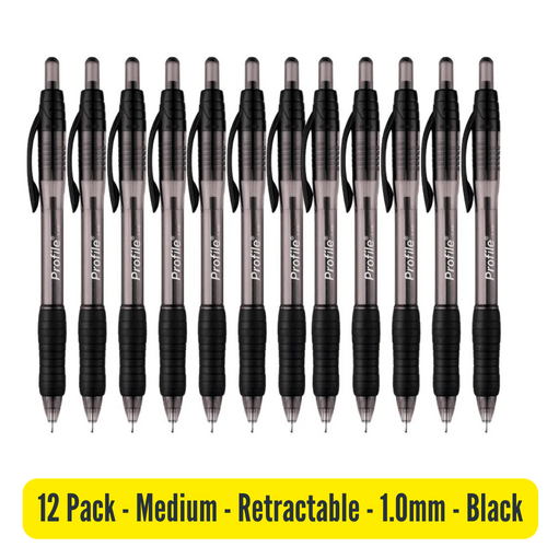 Papermate Profile Retractable Ballpoint 1.0mm UPC Pen BLACK 2095470 - 12 Pack