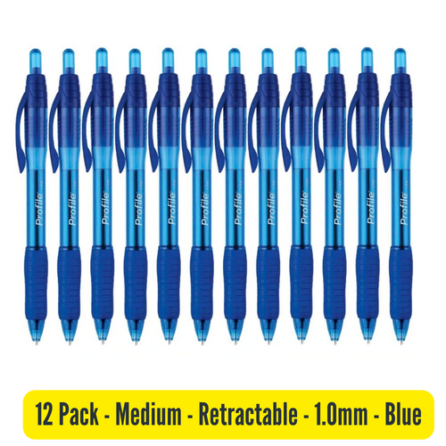 Papermate Profile Retractable Ballpoint 1.0mm UPC Pen Blue 2095462 - 12 Pack