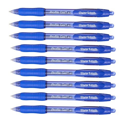 Papermate Profile 0.7mm Fine Retractable Gel Pen 12 Pack - Blue