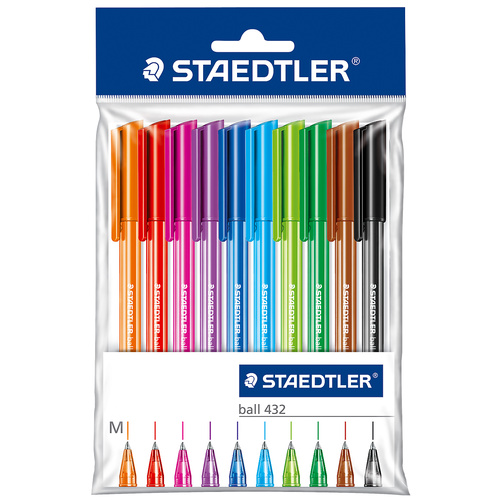 Staedtler Stick 432 Ice Ballpoint Pens Colours 10 Pack