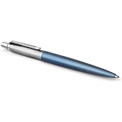 Parker Jotter Waterloo Ballpoint Pen Blue Chrome Trim 1953245 - Blue Ink