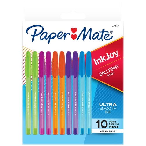 PaperMate InkJoy 100 Ballpoint Pens Fashion 10 Pack - Assorted Bright Colour